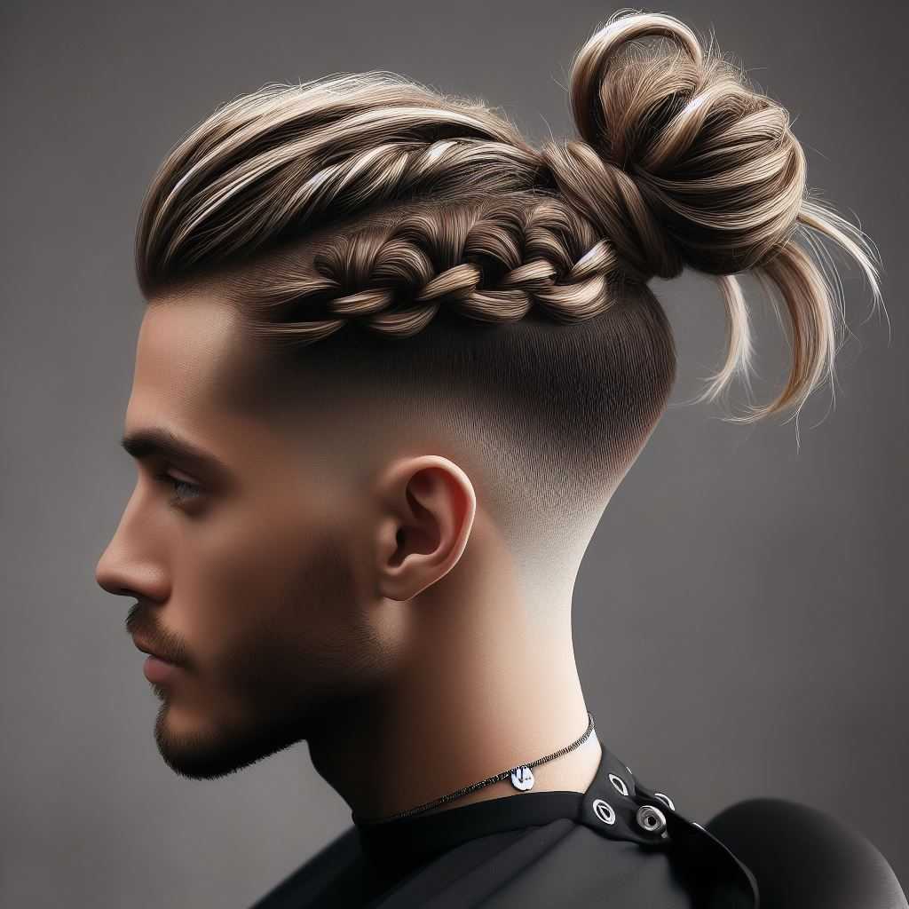 The Braided Man Bun Fade for men