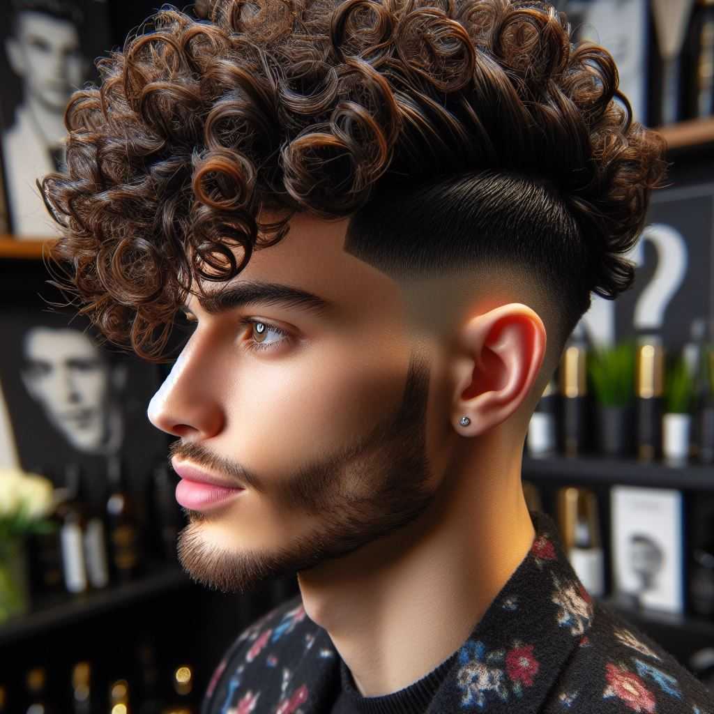 The Curly Frohawk Fade for men