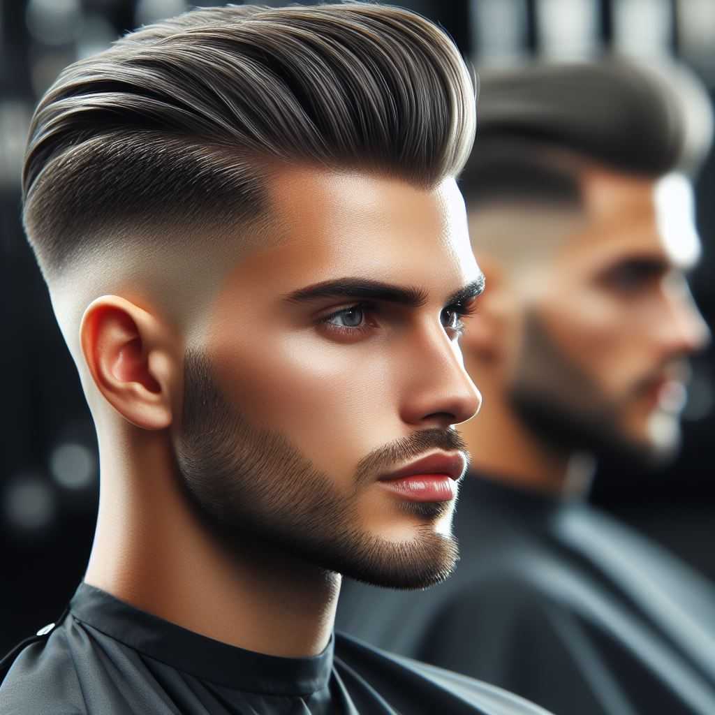 The Slicked-Back Faux Hawk Fade  for  men