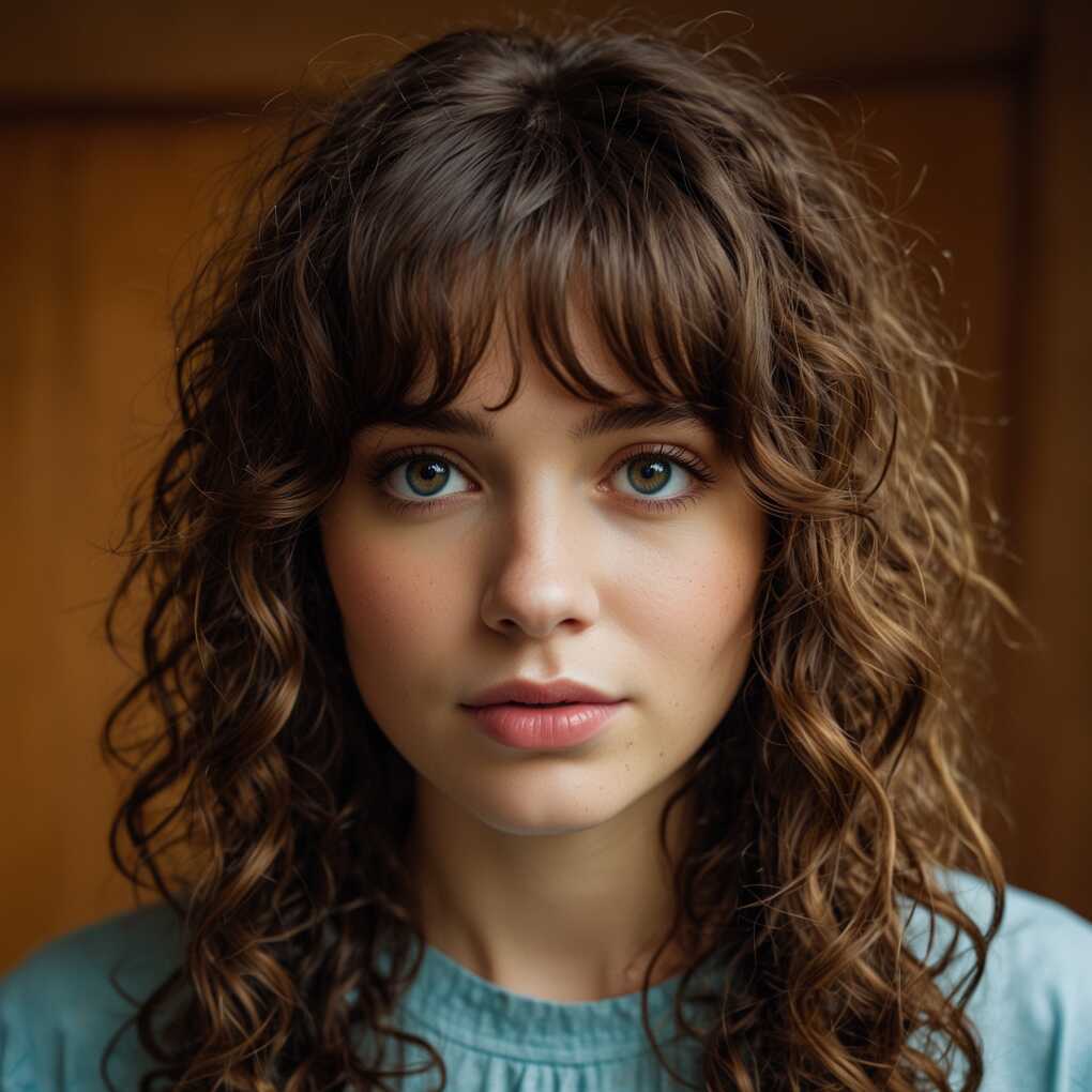 Curly Curtain Bangs