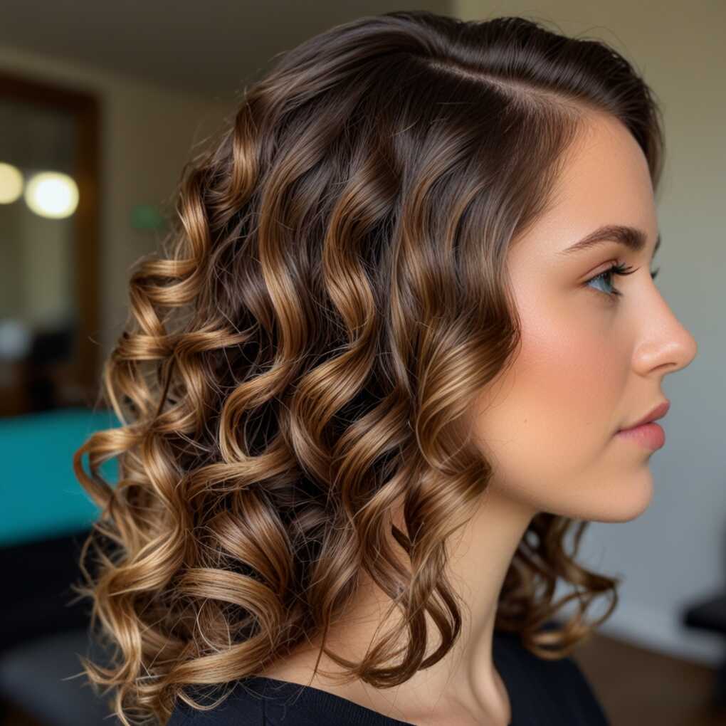 Deep Side Part Curls