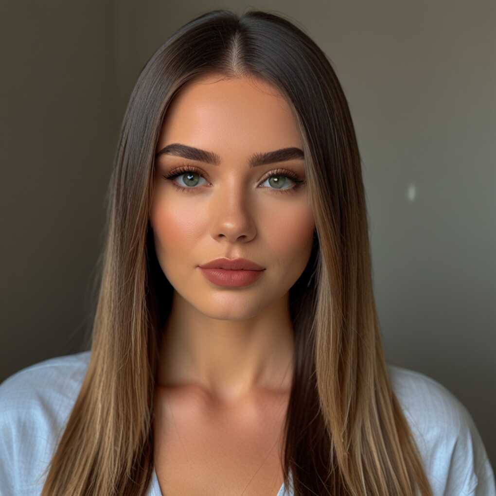 Sleek and Straight with Center Part