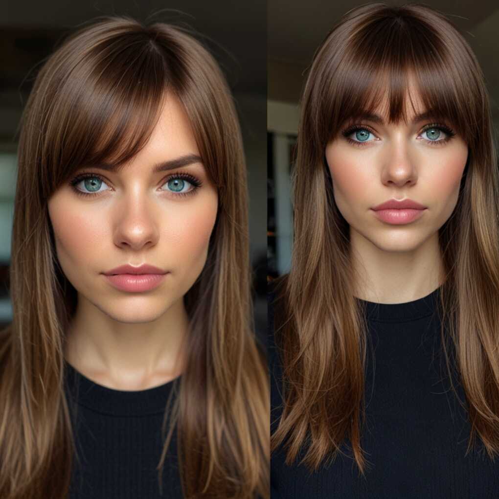 Sleek and Straight with Side-Swept Bangs