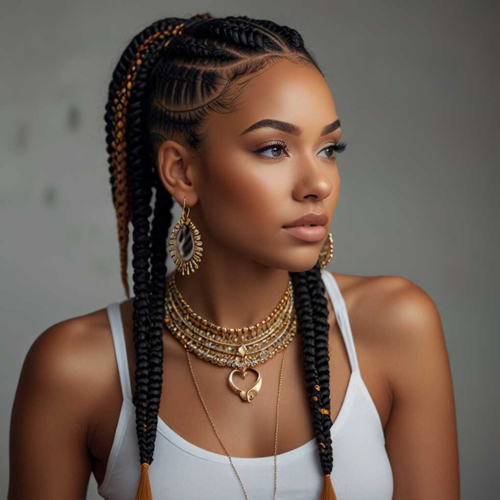 18. Cornrows with Accessories