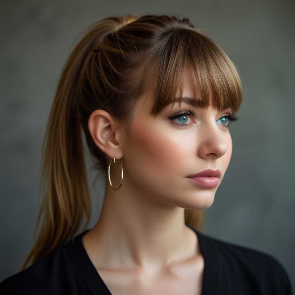  Bangs with Ponytail