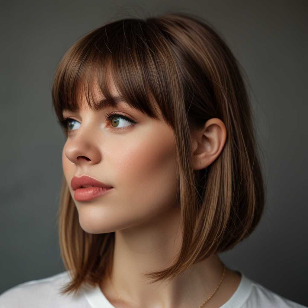 Bangs with Sleek Straight Hair