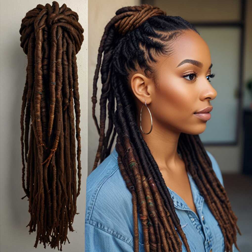 Boho Faux Locs Ponytail