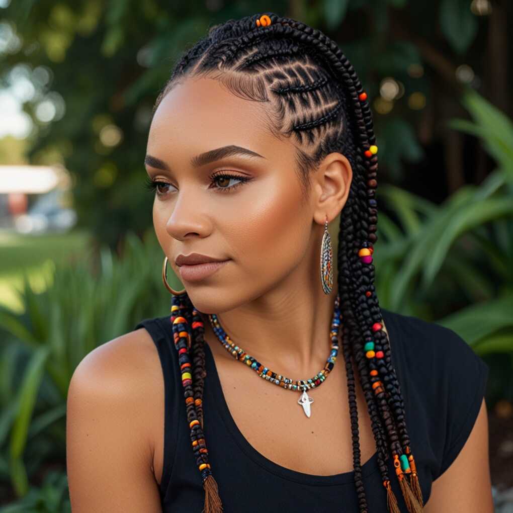 6. Cornrows with Beads