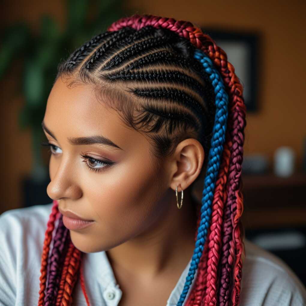 15. Cornrows with Color