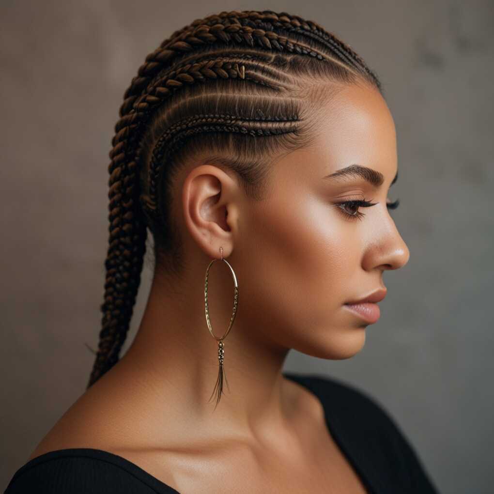 12. Cornrows with Fade