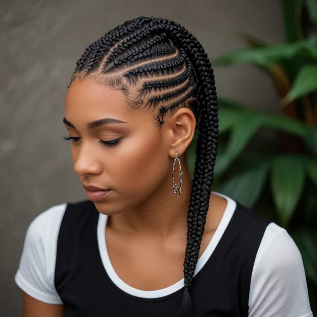 10. Cornrows with Designs