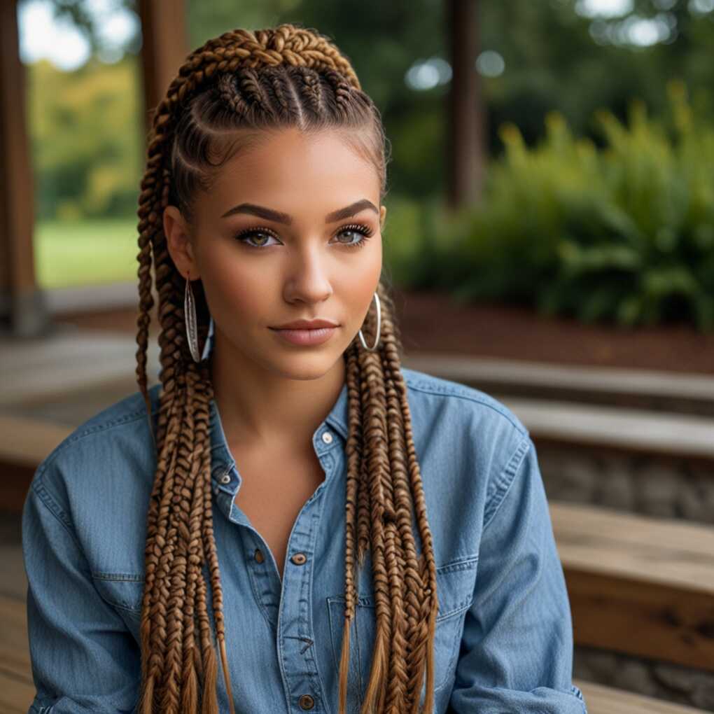 14. Half-Up Cornrows