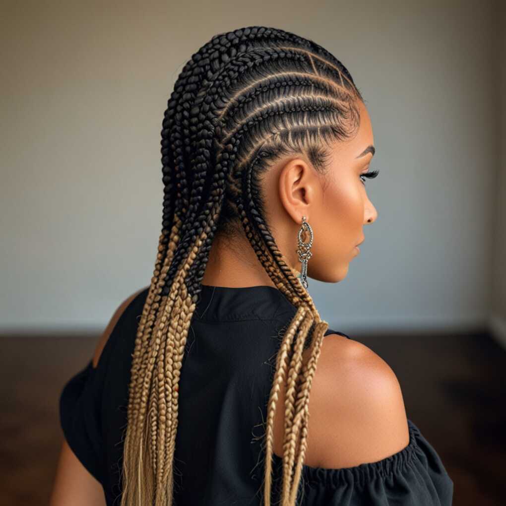 7. Side-Swept Cornrows