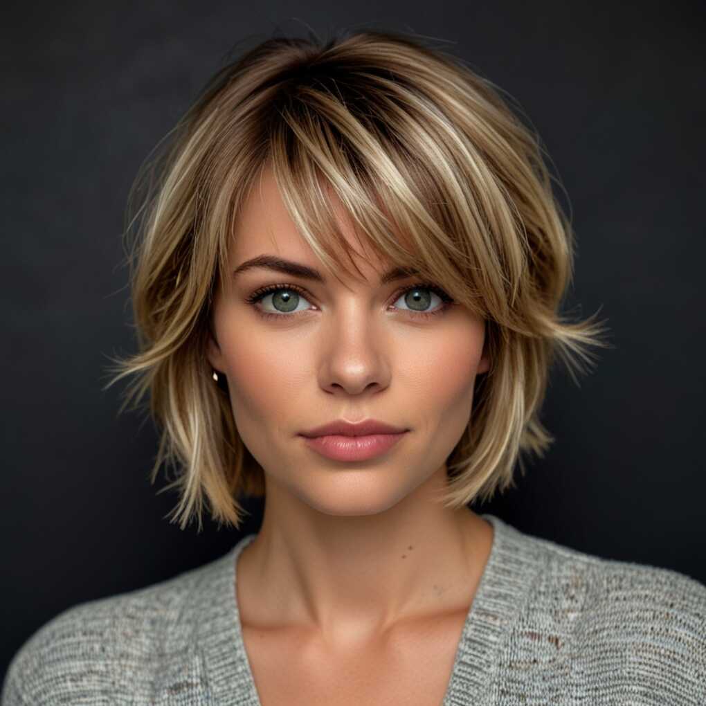 Layered Bob with Side-Swept Bangs