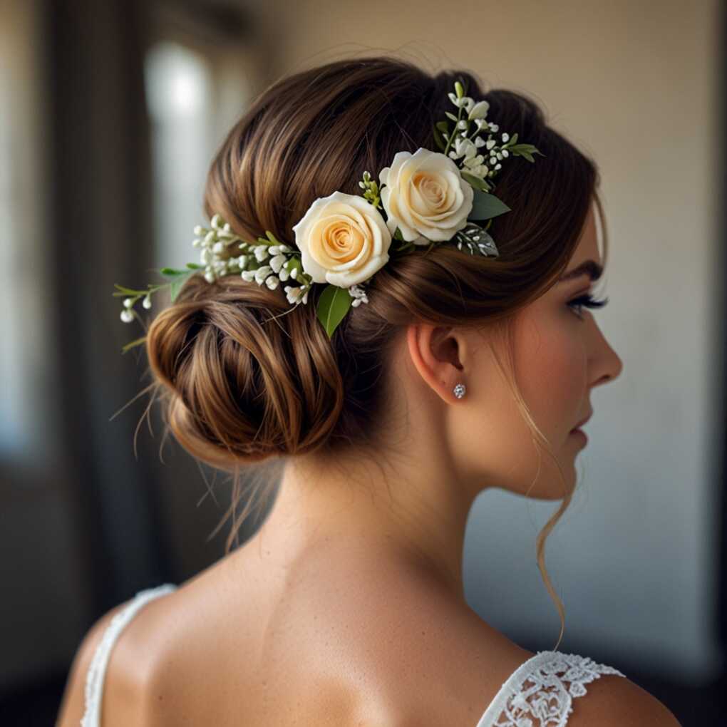 Romantic Updo with Flowers