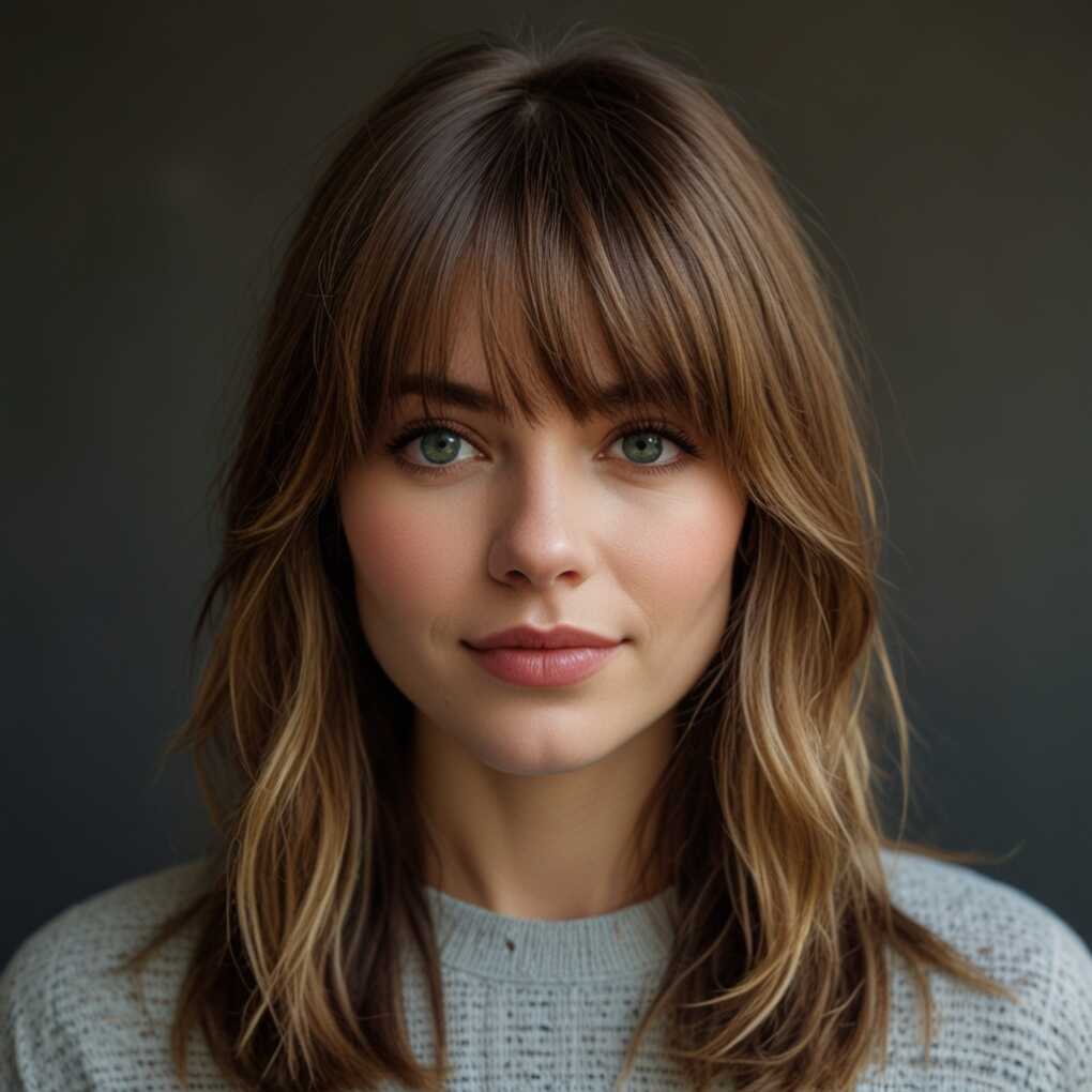 Shoulder Length with Curtain Bangs and Layers