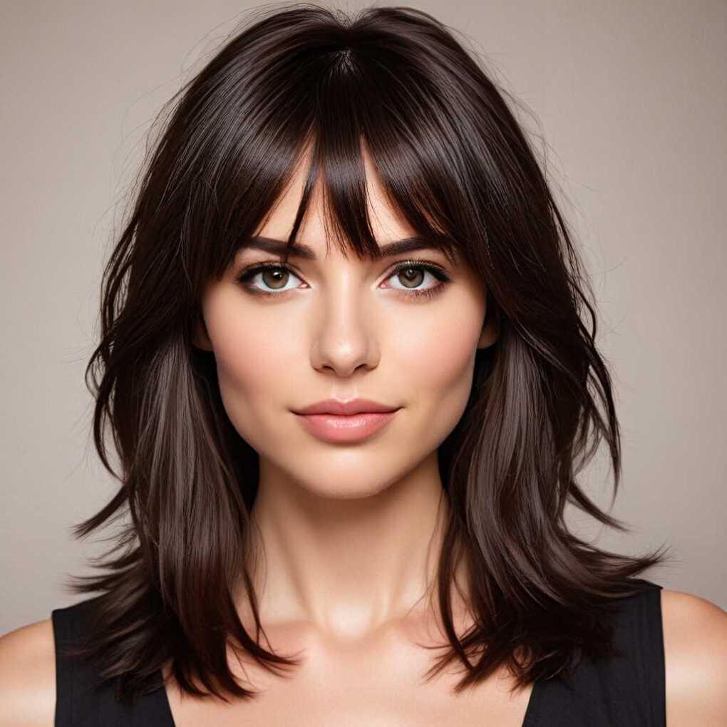 Shoulder Length with Side-Swept Bangs