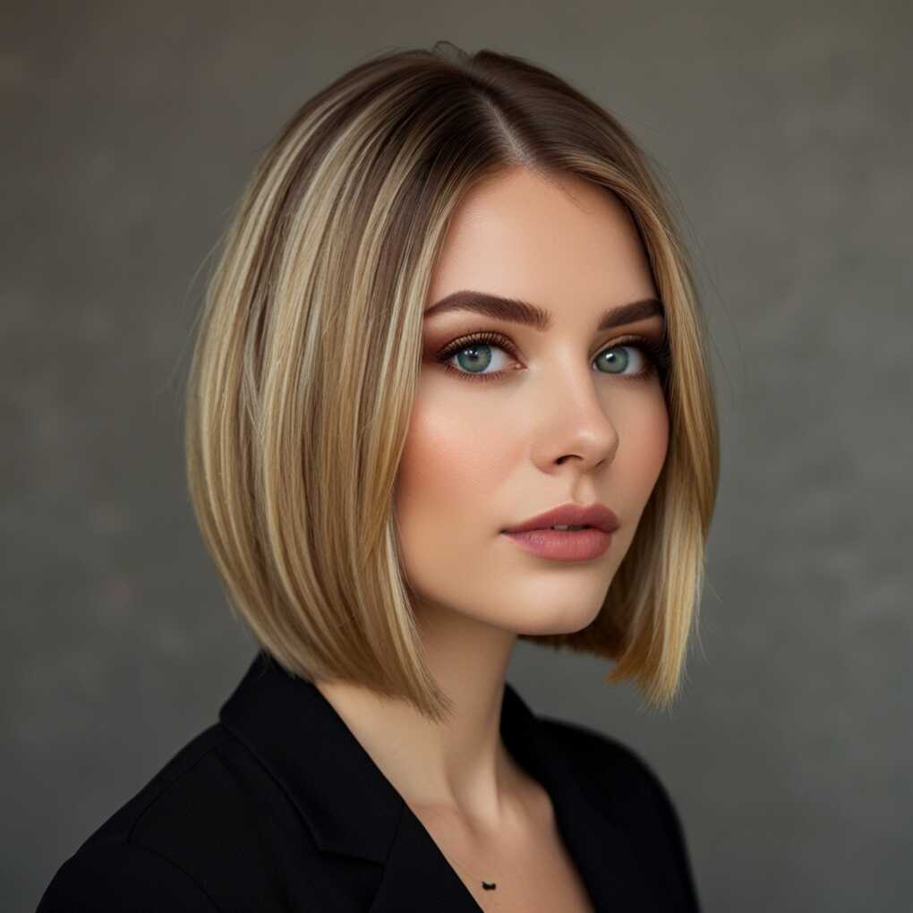 Sleek Center-Parted Bob