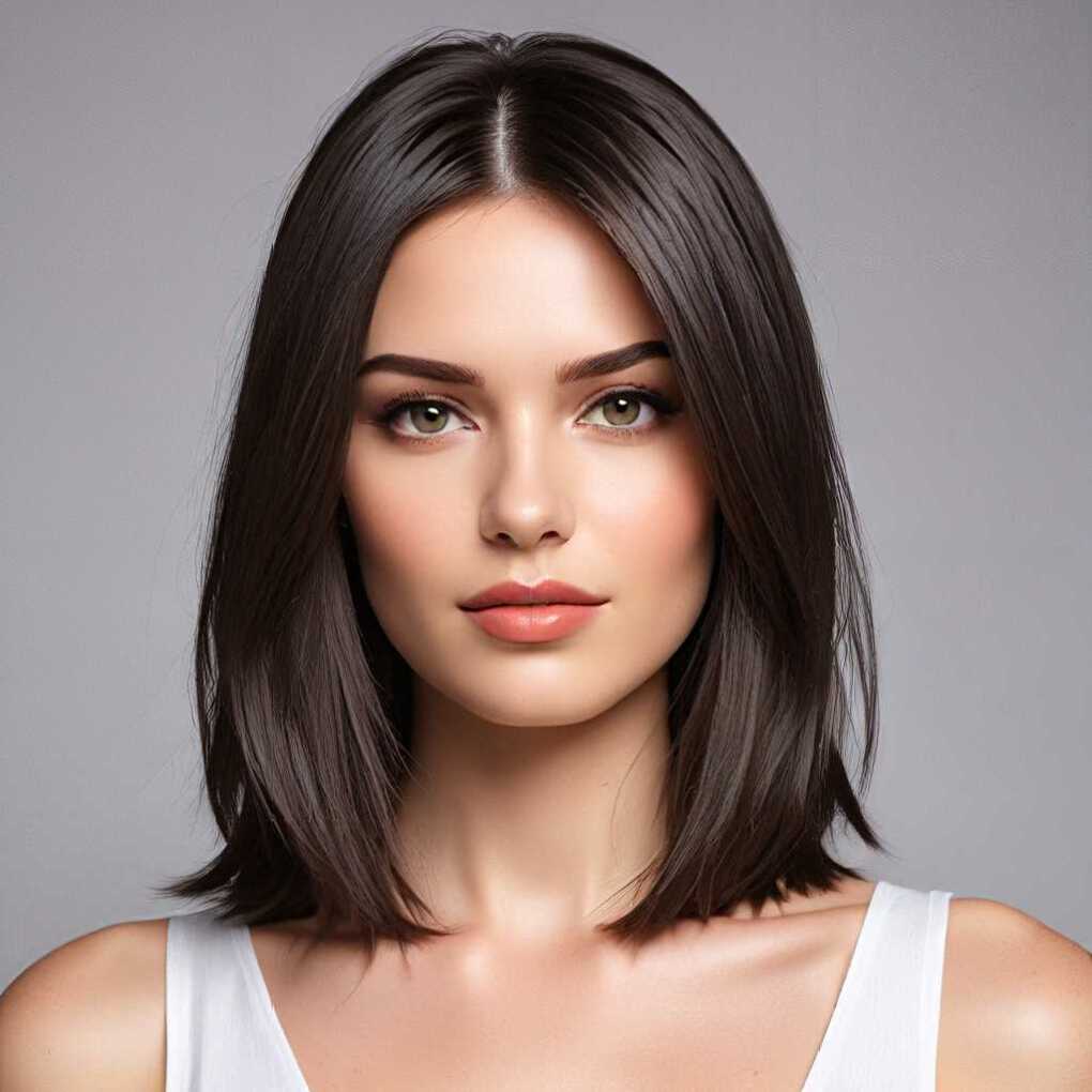 Sleek and Straight with Center Part