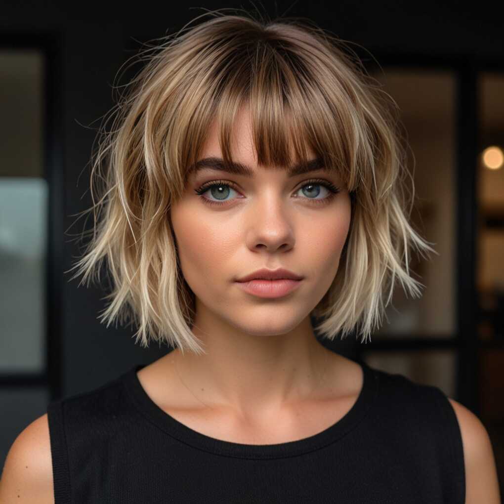 Textured Bob with Baby Bangs