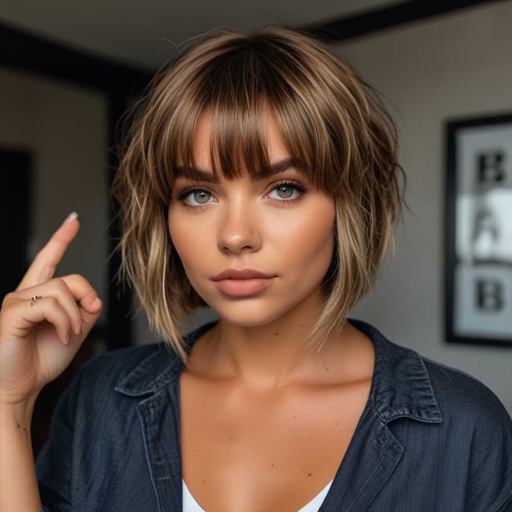 Textured Bob with Baby Bangs