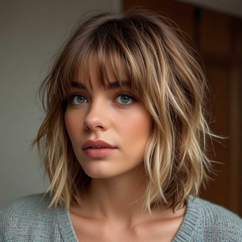 Tousled Bob with Curtain Bangs