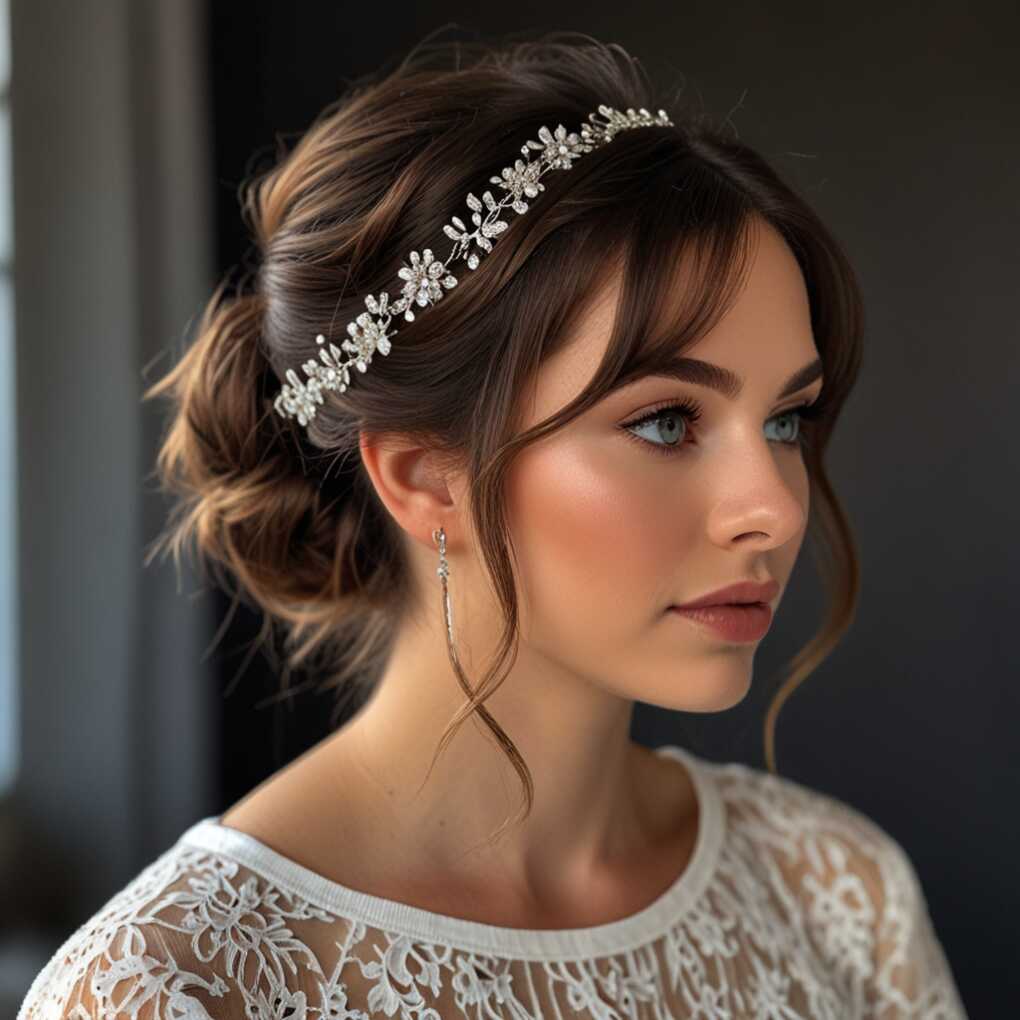 Tousled Updo with Bangs