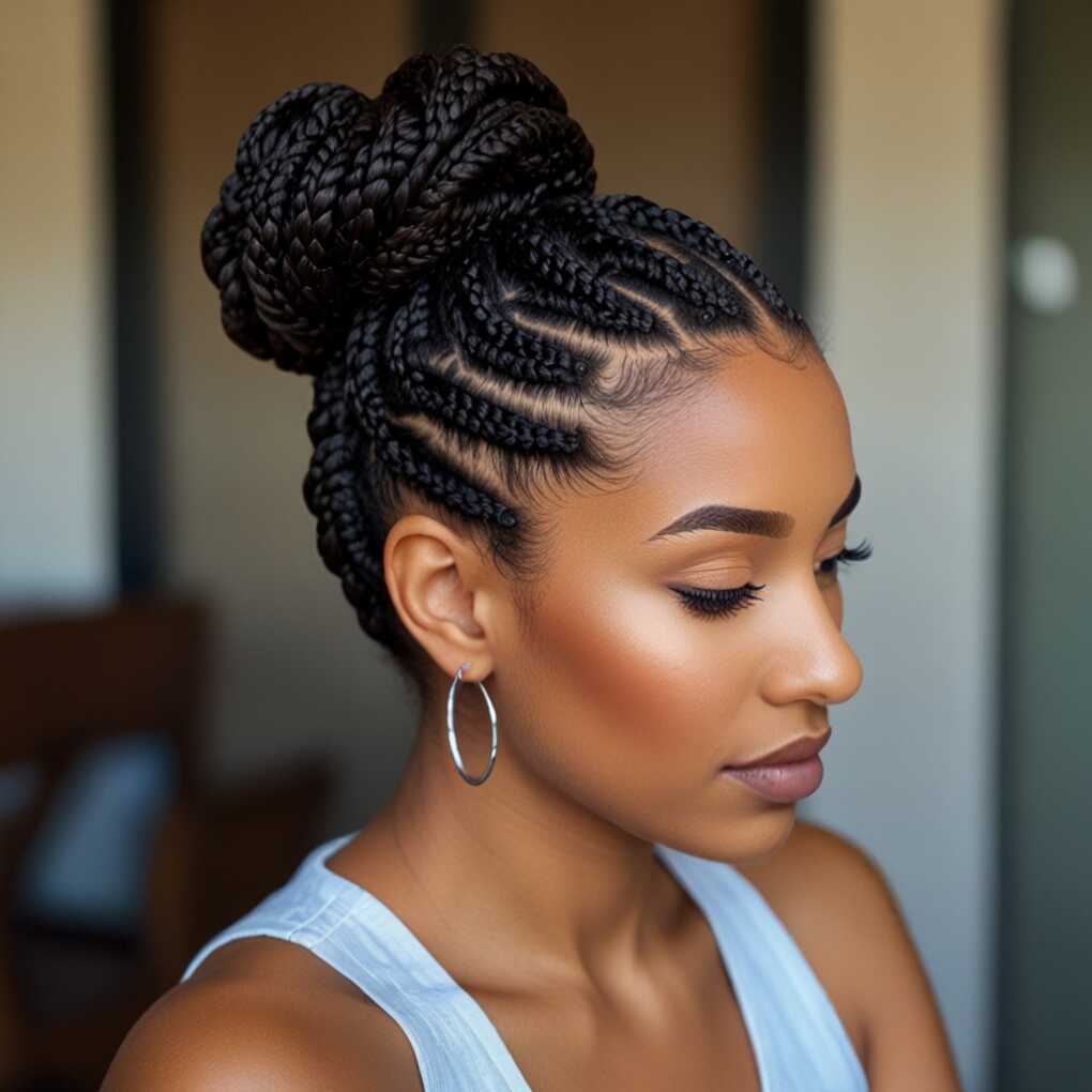 Twisted Bun with Braids