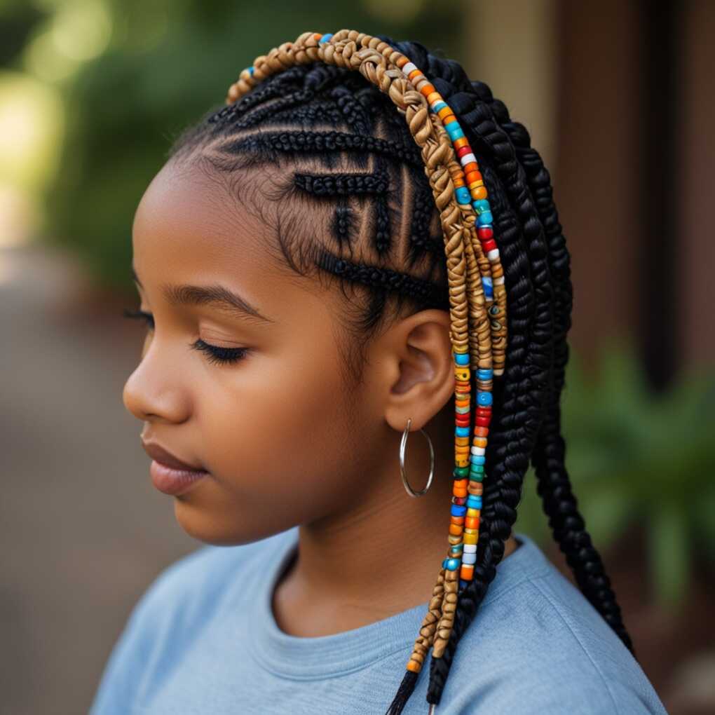 Twisted Cornrows with Beads