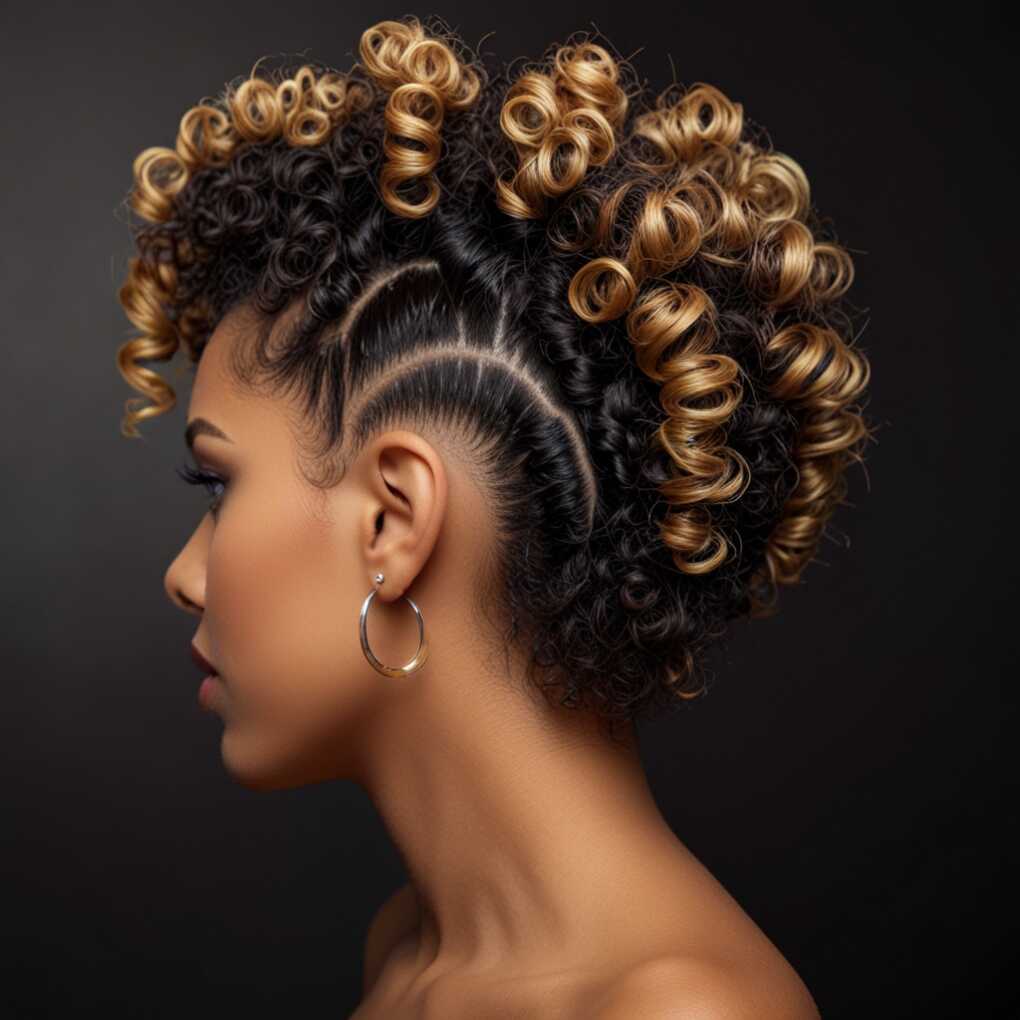 Twisted Faux Hawk with Shaved Sides and Curls