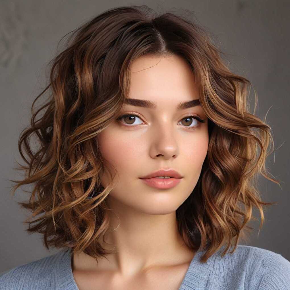 Wavy Lob with Side Part