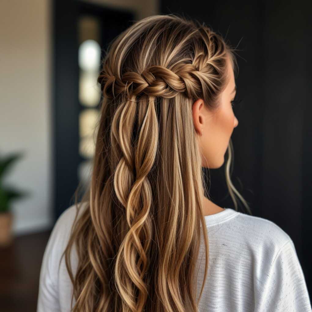 Half-Up Crown Braid