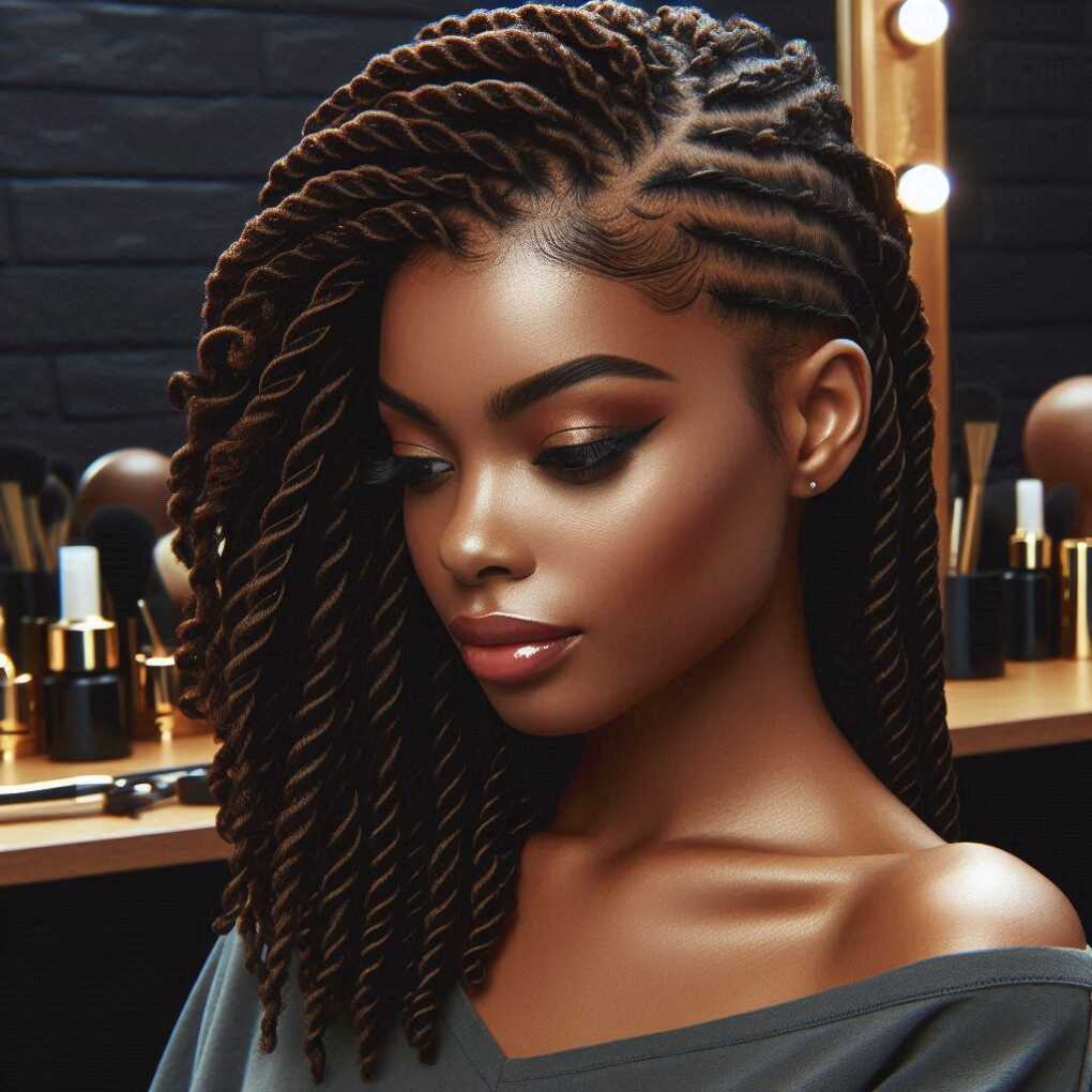 Senegalese Twists with Side Part