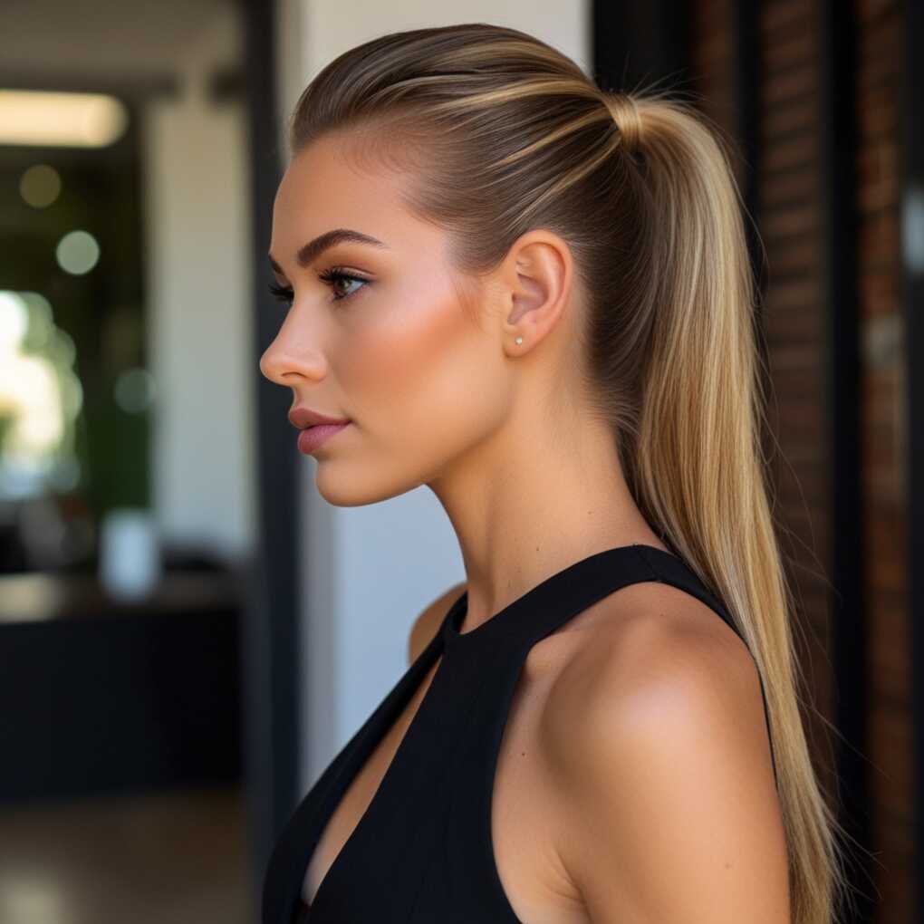 Slicked-Back Ponytail