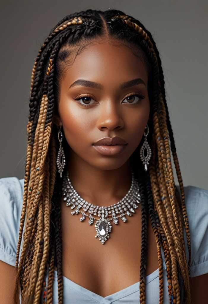 12. Jumbo Box Braids with Jewels