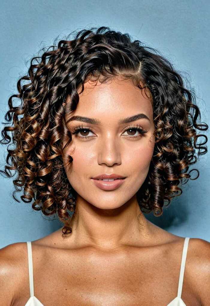 Asymmetrical Curly Bob