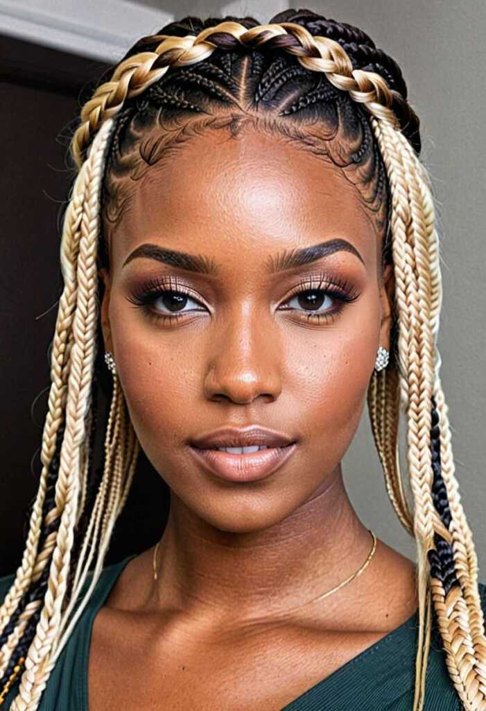 Braided Bangs with Box Braids