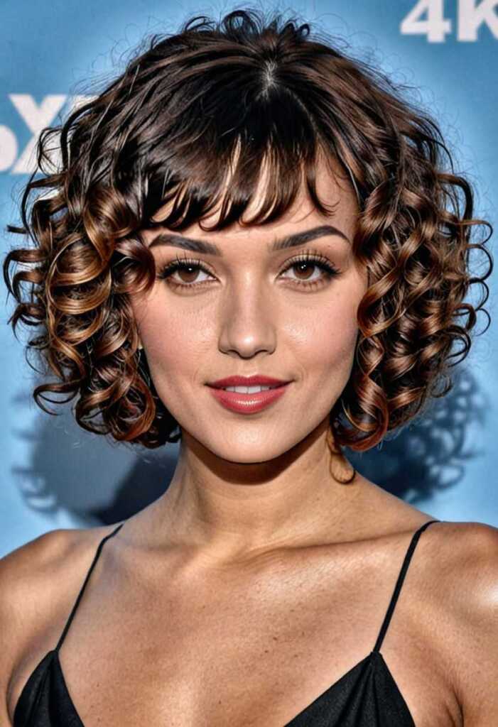 Curly Bob with Bangs