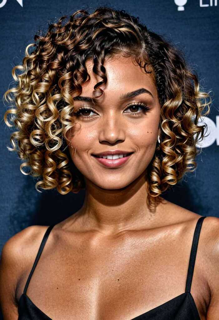 Curly Bob with Highlights