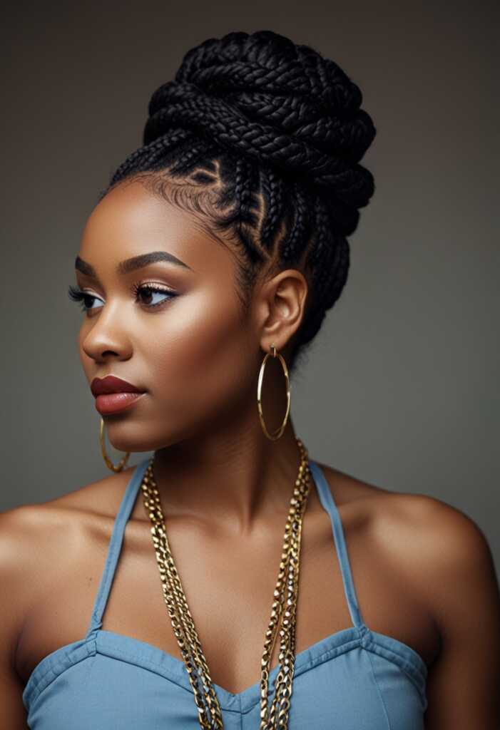 Jumbo Box Braids Updo