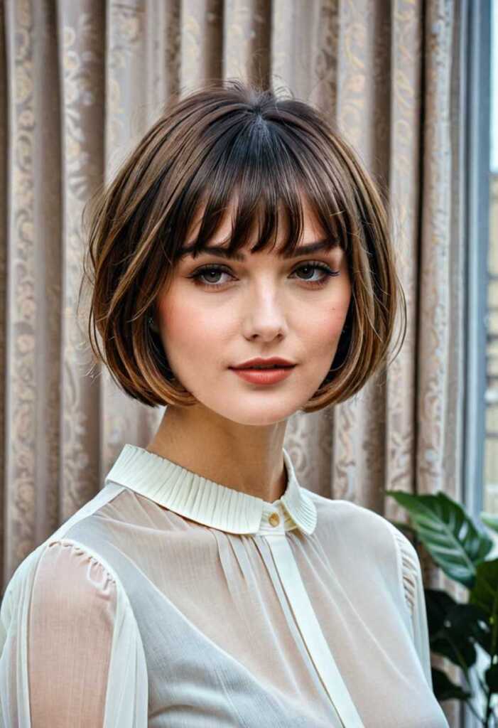 Asymmetrical Bob with Curtain Bangs