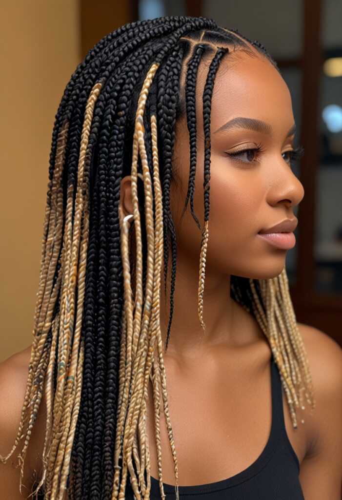 Bob-Length Small Knotless Braids