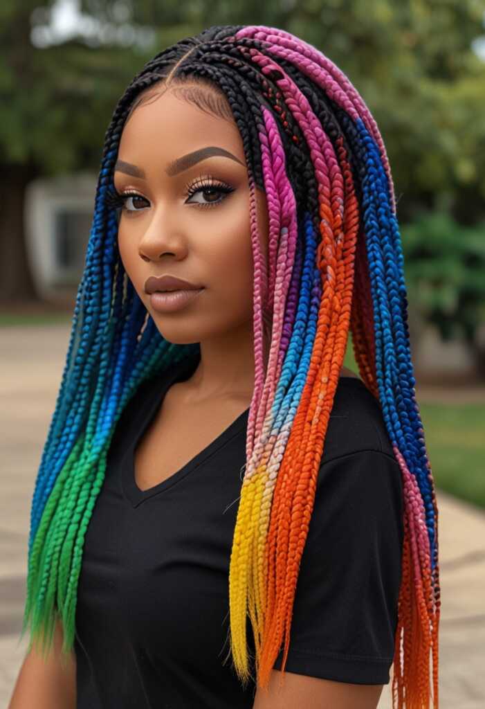 Colored Small Knotless Braids