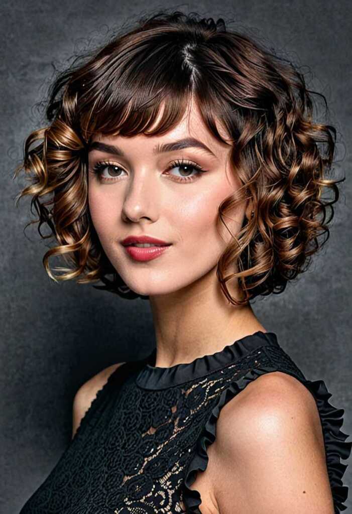 Curly Bob with Curly Bangs