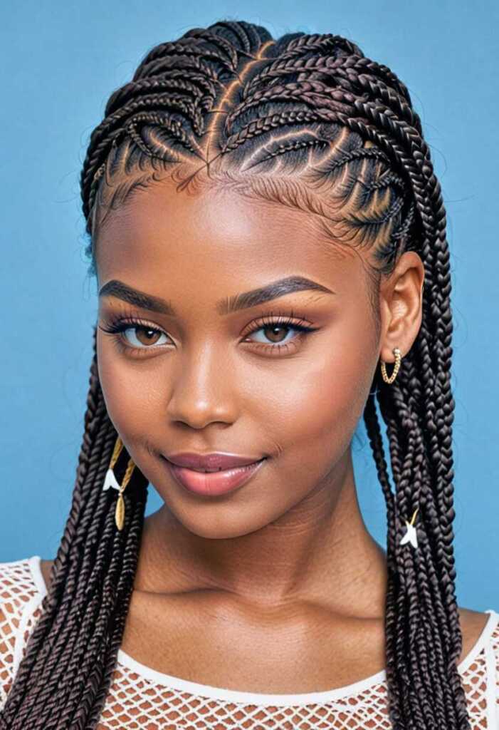 Heart-Shaped Pattern Knotless Braids