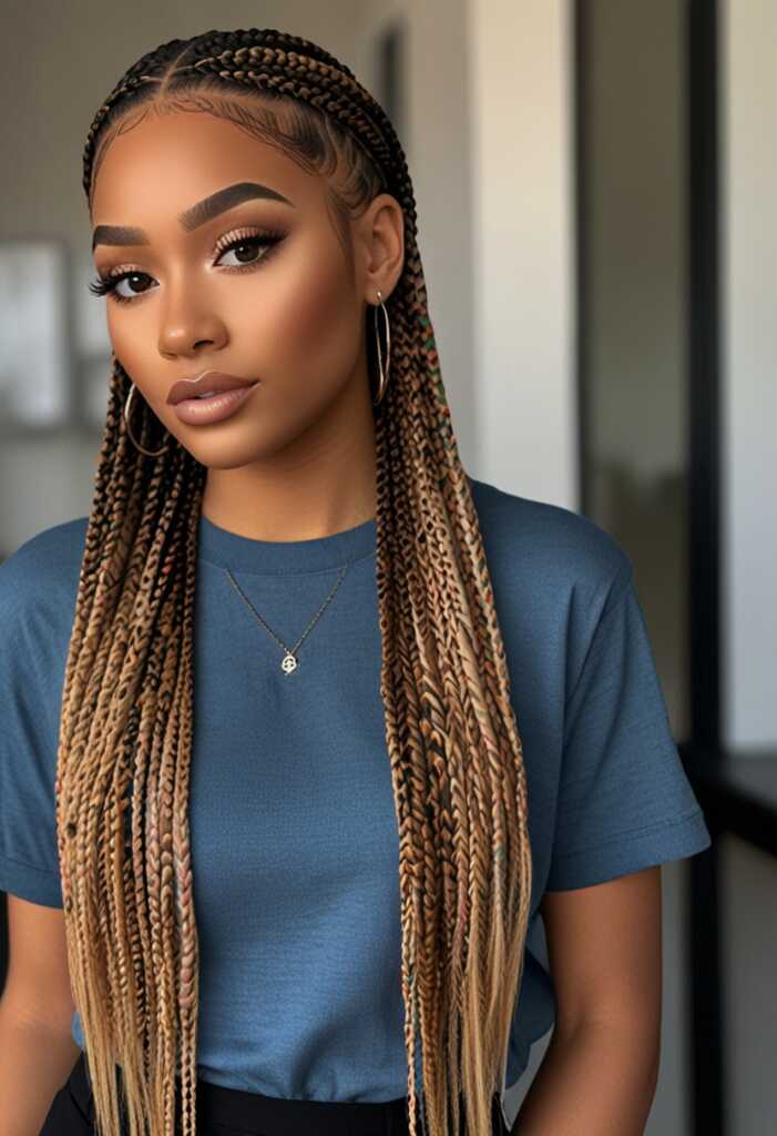 Layered Small Knotless Braids