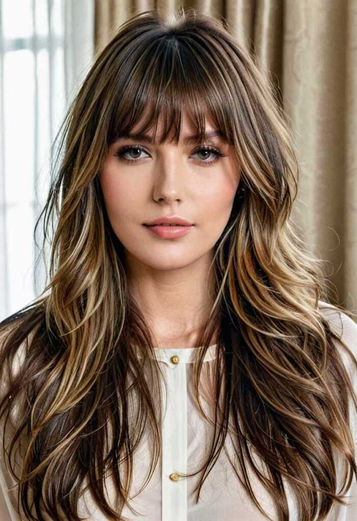 Long Layers with Curtain Bangs