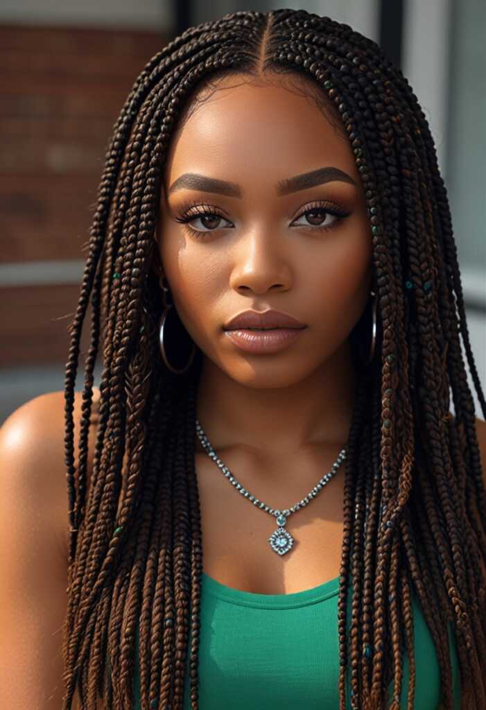 Small Knotless Braids with Beads