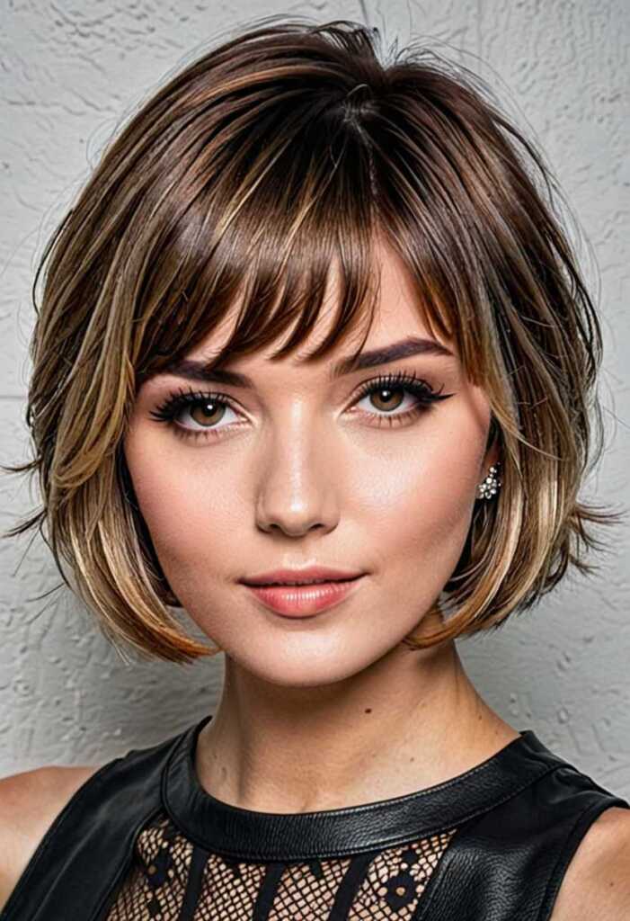 Textured Bob with Side-Swept Bangs