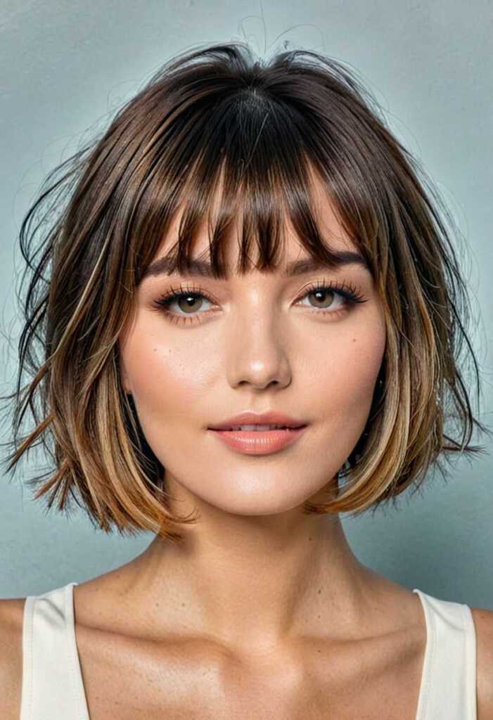 Textured Lob with Wispy Bangs